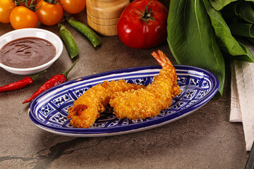 Crispy breaded golden fried prawns