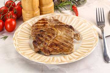 Grilled pork neck sirloin steak