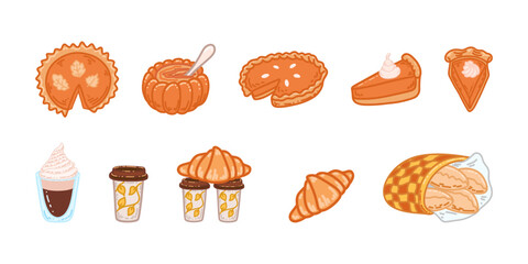 Vector,koffee,croissant,delicious pumpkins,pumpkin soup,kitchen