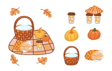 Yellow,orange fall pumpkins,delicious pumpkins,koffee,picnic