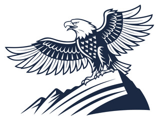 Fototapeta premium Powerful Bald Eagle in Flight, Perfect for Logos and Designs