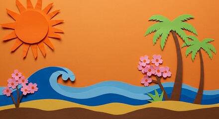 Summer Ocean - Themed Paper - cut Decorative Pattern