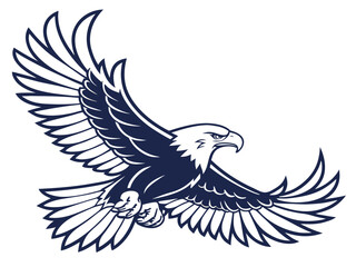 Fototapeta premium Powerful Bald Eagle in Flight, Perfect for Logos and Designs