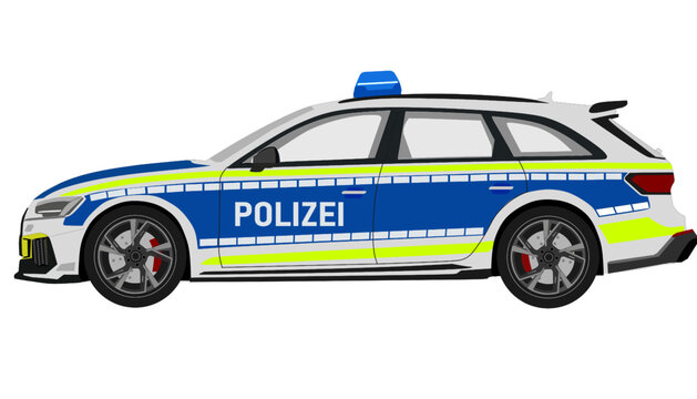 German Police Car Livery reflective yellow and blue marking 