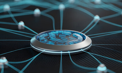 Futuristic Central Processing Unit: Digital Network Connectivity & Data Flow