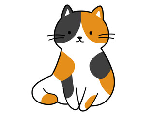 座っている三毛猫のイラスト