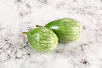 Ripe green mini eggplants heap