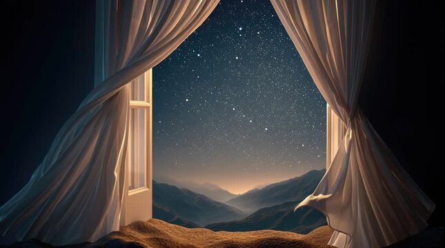 Starry Night View from Bedroom Window