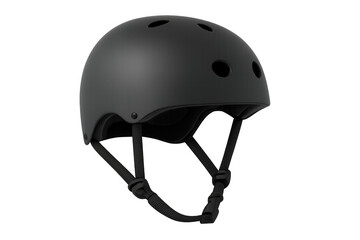 Fototapeta premium Black helmet with adjustable straps, ideal for cycling, skateboarding, or other urban activities, presented on a transparent background