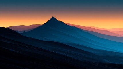 abstract distant ridge silhouette at Sunset concept for background