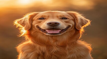 Golden Retriever Sunset Portrait