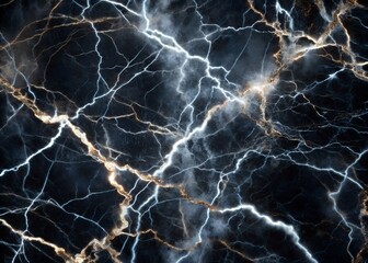 Naklejka premium A black marble texture with white and gold veins creates an abstract and luxurious background