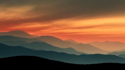 Fototapeta premium abstract distant ridge silhouette at Sunset concept for background