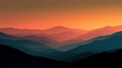 Obraz premium abstract distant ridge silhouette at Sunset concept for background