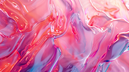 Pink liquid fluid paints abstract background banner. Pink waves poster. Bright wallpaper. Digital raster bitmap. Photo style. AI artwork.	