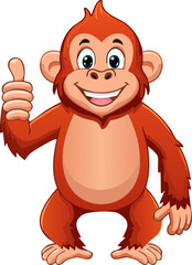 Obraz premium Cheerful Cartoon Orangutan Giving Thumbs Up