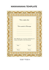 Elegant islamic border design for nikah marriage certificates with traditional motifs