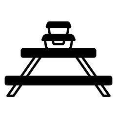 Picnic Table with Takeout Food Containers Icon