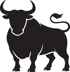 Bull silhouette icon. strength and perseverance symbol. vector image of animal 
