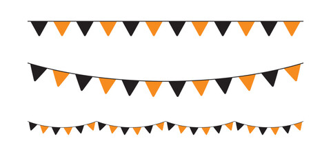 Seamless Orange and Black Halloween Party Bunting Decoration Illustration. © K Ching Ching