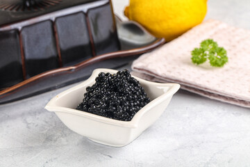 black sturgeon caviar in the bowl