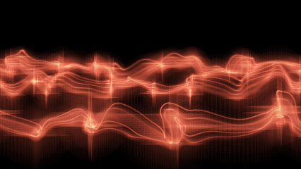 Science and media communications.abstract red wavy smoke flame over black background.