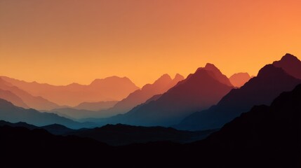 Fototapeta premium abstract distant ridge silhouette at Sunset concept for background