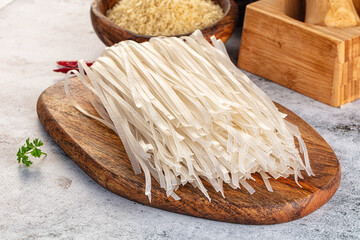 Raw dry pho noodles for cooking