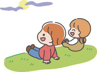 お月見をする子どもたち