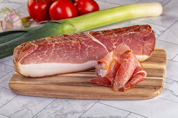 Dry parma pork meat piece