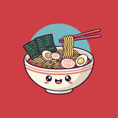 A cute lovely ramen cartoon illustration