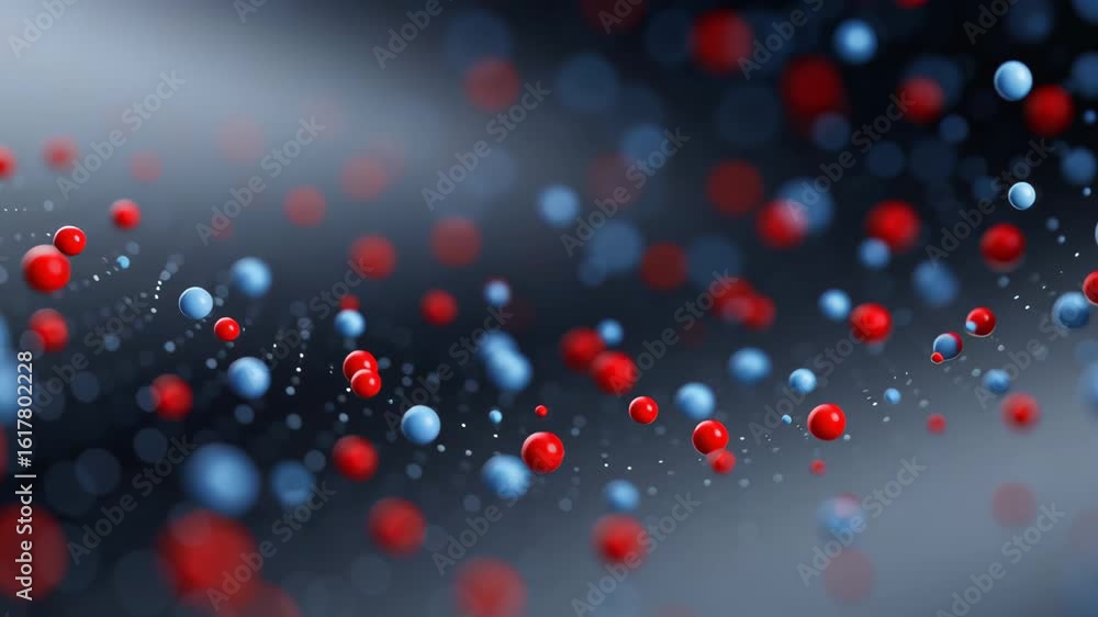 Aufkleber abstract digital illustration of colorful molecular structures with red and blue spheres floating in