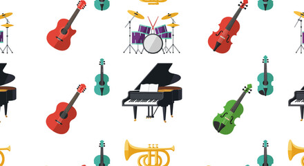 Seamless Vector Pattern of Musical Instruments