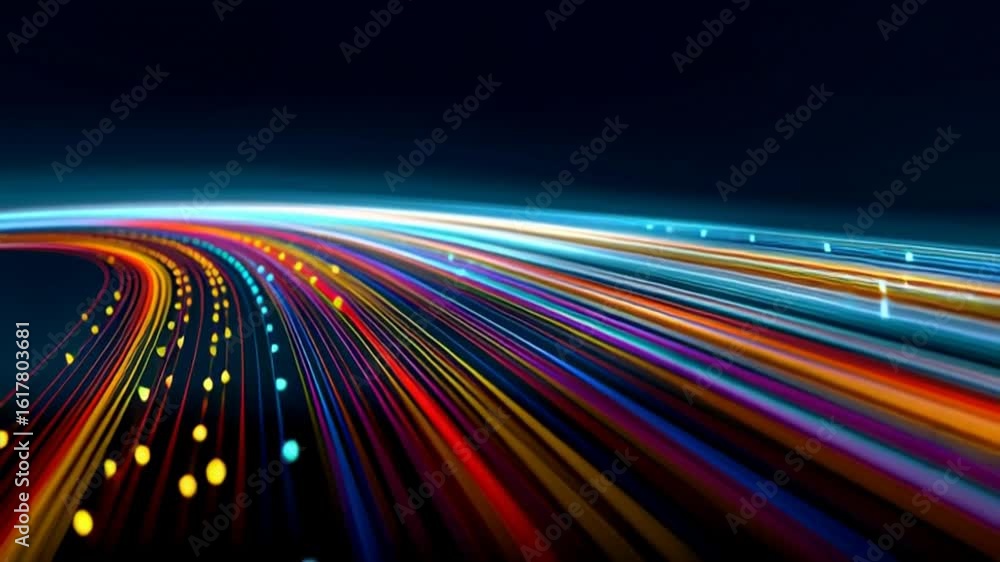 Aufkleber abstract background with colorful lines and light effects on a dark blue backdrop, creating an atmos