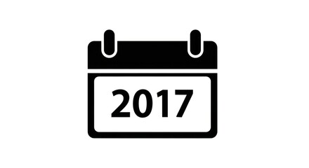 A black and white calendar icon displaying the year of twenty seventeen on a white background