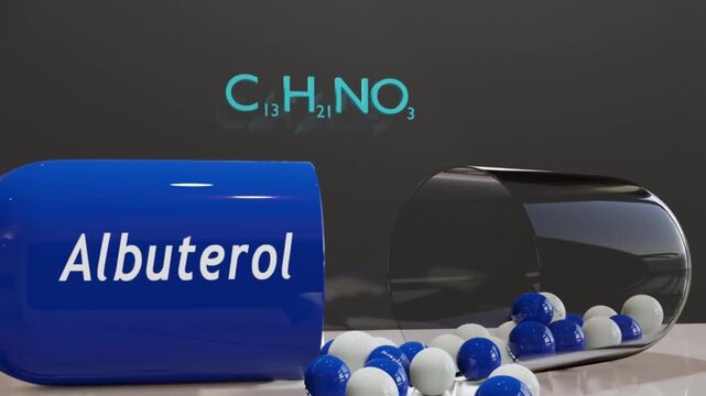 3D Albuterol Capsule with Molecular Formula Display