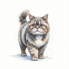 Adorable fluffy cat with striking eyes and unique stripes, perfect for pet lovers and animal-themed designs.
