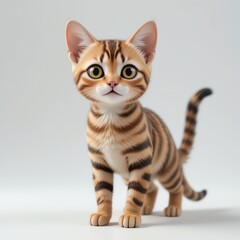 Adorable kitten with striking stripes and curious eyes, perfect for pet lovers and animal enthusiasts.