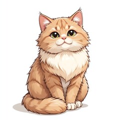 Adorable orange cat with fluffy fur, bright eyes and a charming expression, perfect for pet lovers and illustrators.
