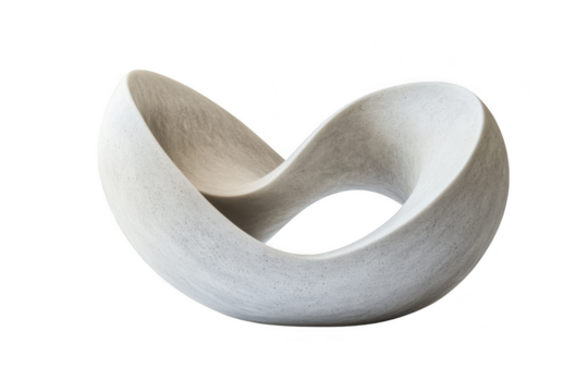 Abstract modern sculpture with a smooth curved form isolated on a transparent background