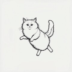 Cute fluffy cat illustration, capturing its playful spirit and adorable features in a whimsical design.