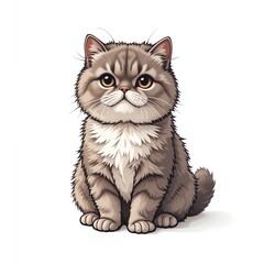 Cute, fluffy kitten sitting gracefully, showcasing its adorable features and playful demeanor.