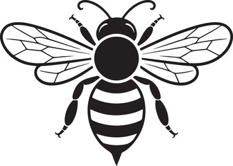 Graphic illustration of silhouette honey bee. Isolated on background vector drawing for honey products, package, design