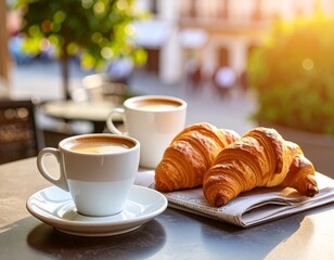 croissant and cup of coffee