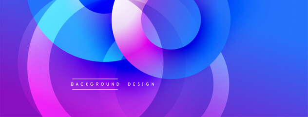 Abstract vibrant circles overlap, creating dynamic purple, blue hues. Modern design element for backgrounds, presentations.