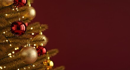 Christmas Tree Decorated with Ornaments and Lights