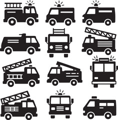 Fire Truck Silhouette, Icon Design
