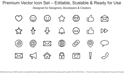 Black outline icons on white background icon set vector icons