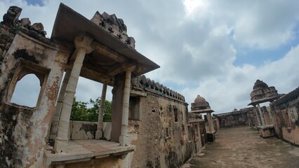 Decaying Interior Architecture of Rana Kumbha Palace in Chittorgarh, Rajasthan