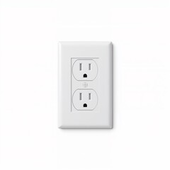 Double electrical outlet socket on a white wall for home use  Concept of isolate